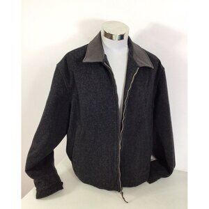 Newport Harbor Wool Coat Jacket Leather Trim Mens XL
